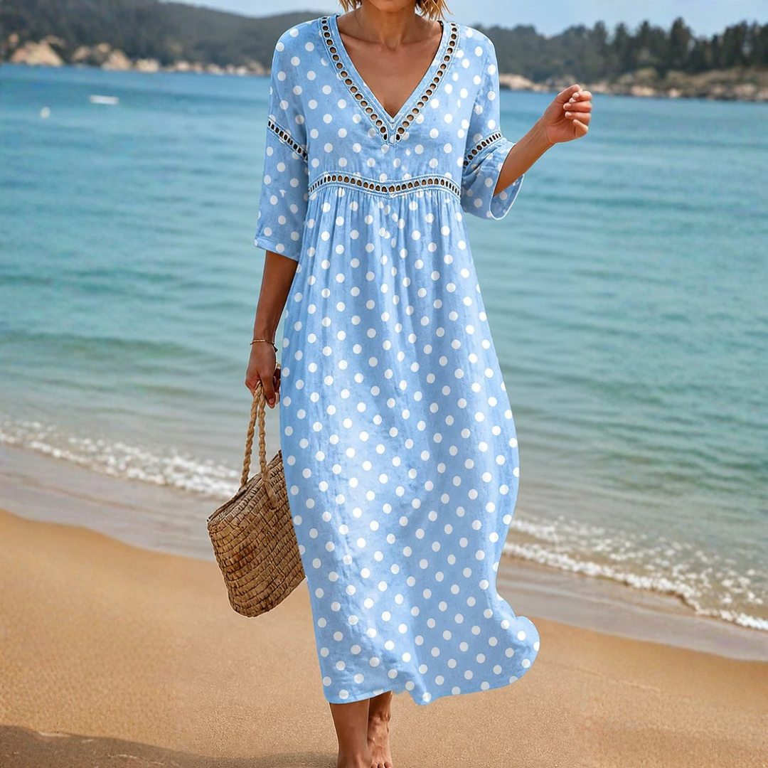 Arden - Effortless Polka Dot Midi Dress