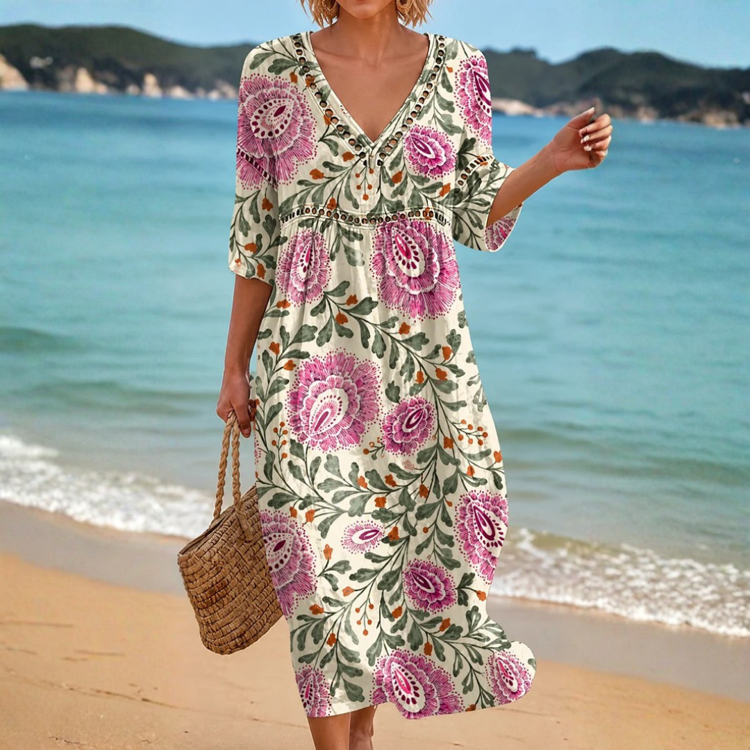 Aurora - Lightweight Flowing Floral Midi Dress Signature