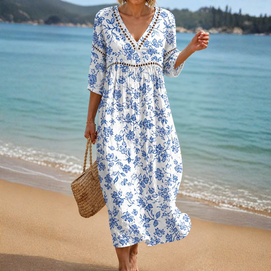 Thora - Floral Beach Midi Dress