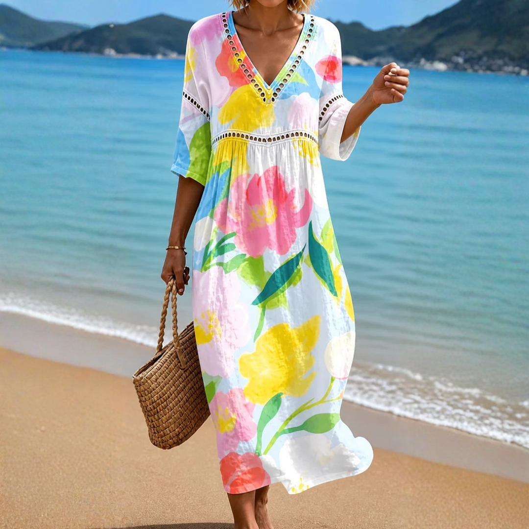 Zelena - Vibrant Floral Midi Dress